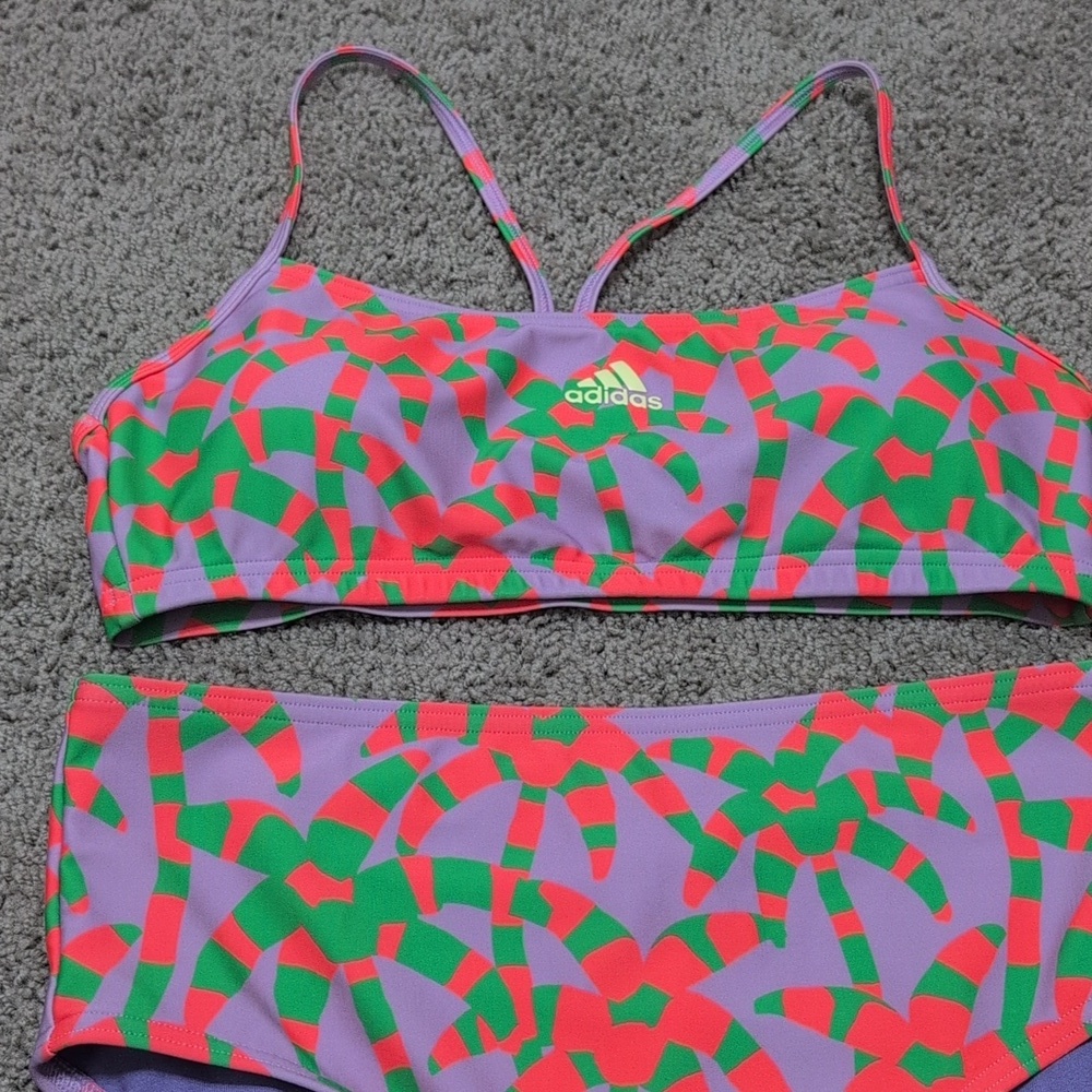Adidas Farm Rio Bikini Purple Lime Burst High Waist Women's Size Medium - Picture 2 of 14
